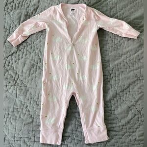 Monica + Andy Pink Swan Print Kids One Piece romper 9-12 month organic cotton
